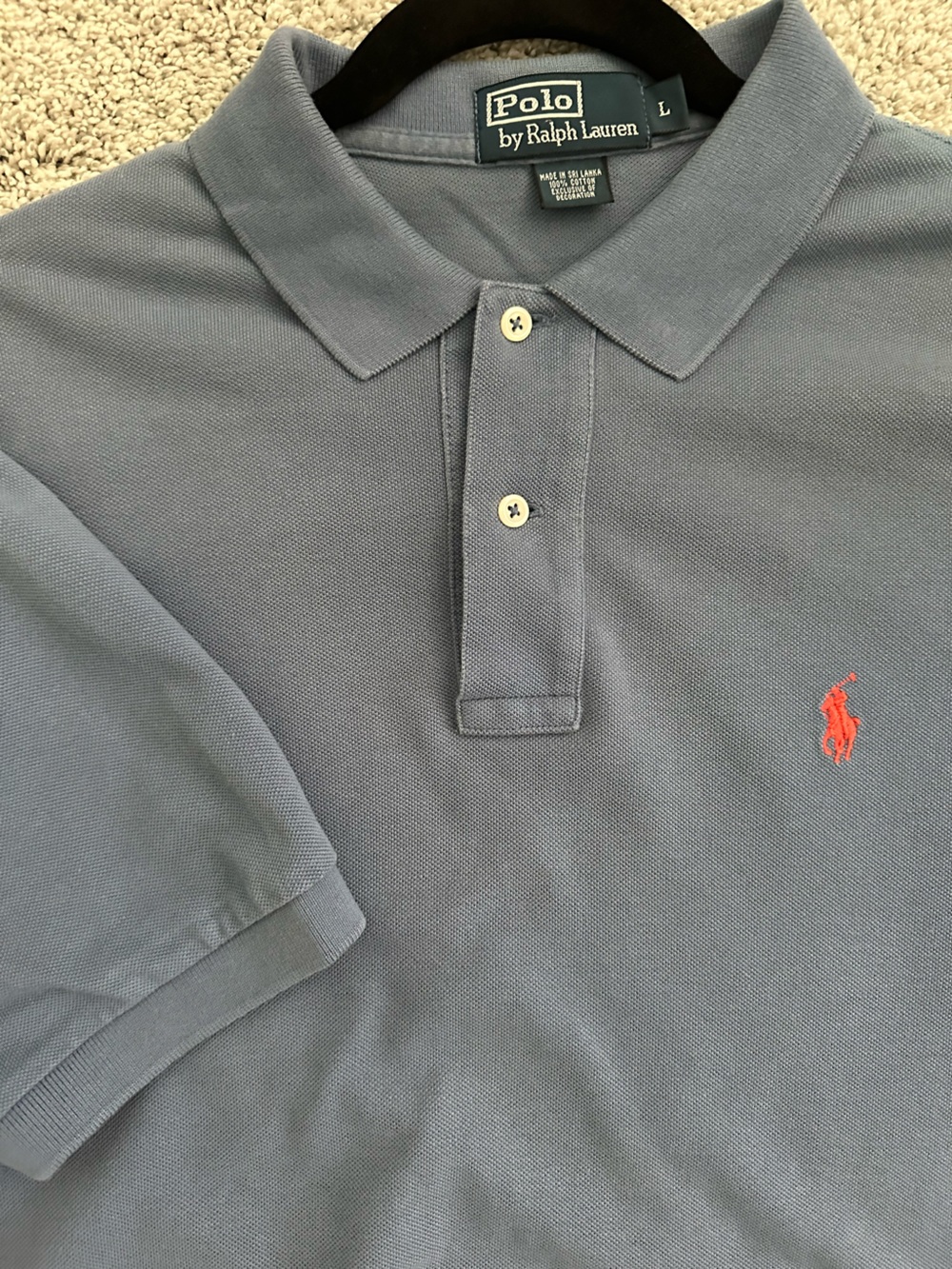 Vintage Polo by Ralph Lauren Gray Polo with Red Pony Embroidery